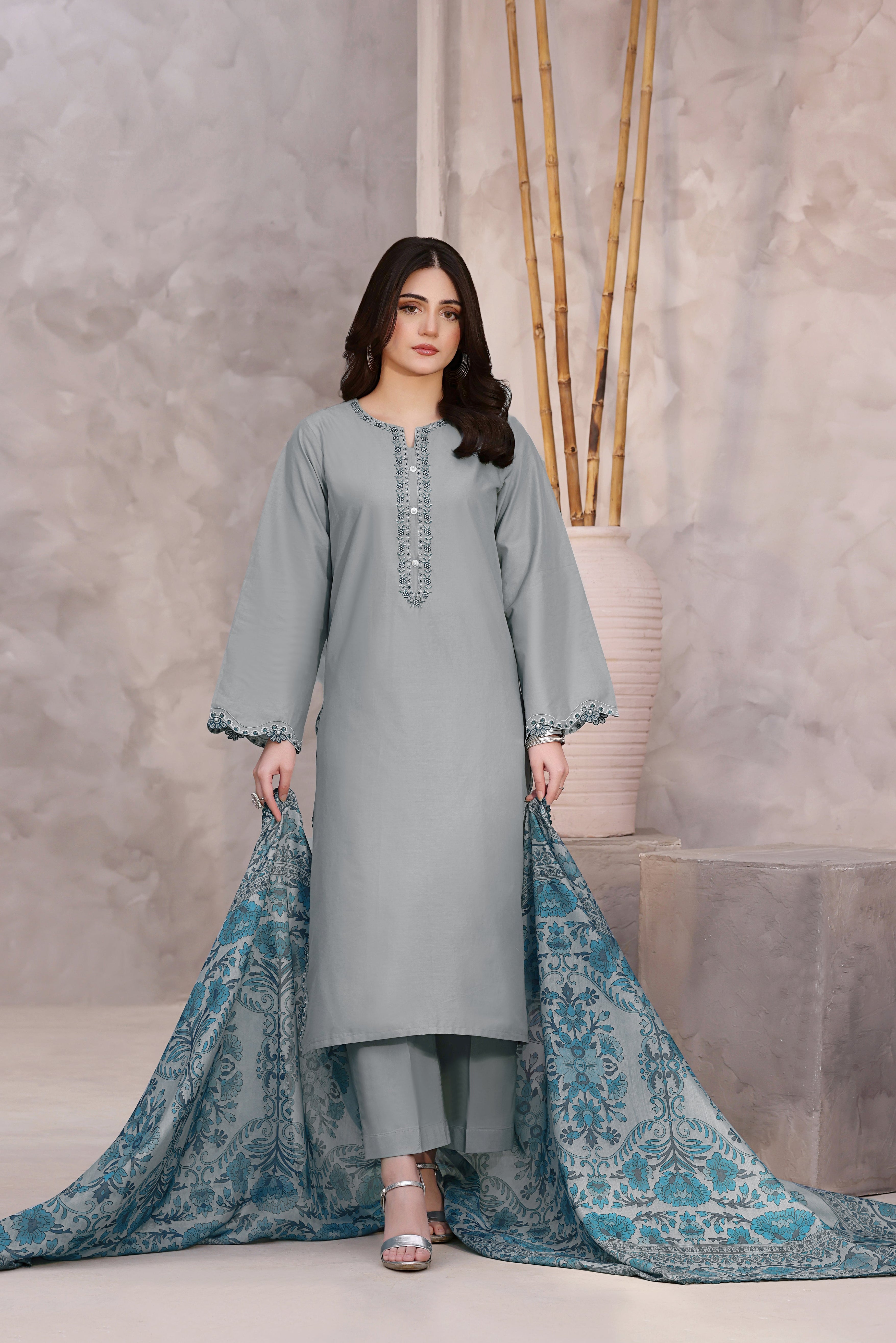 Robin Embroidered 3PC Lawn Dress