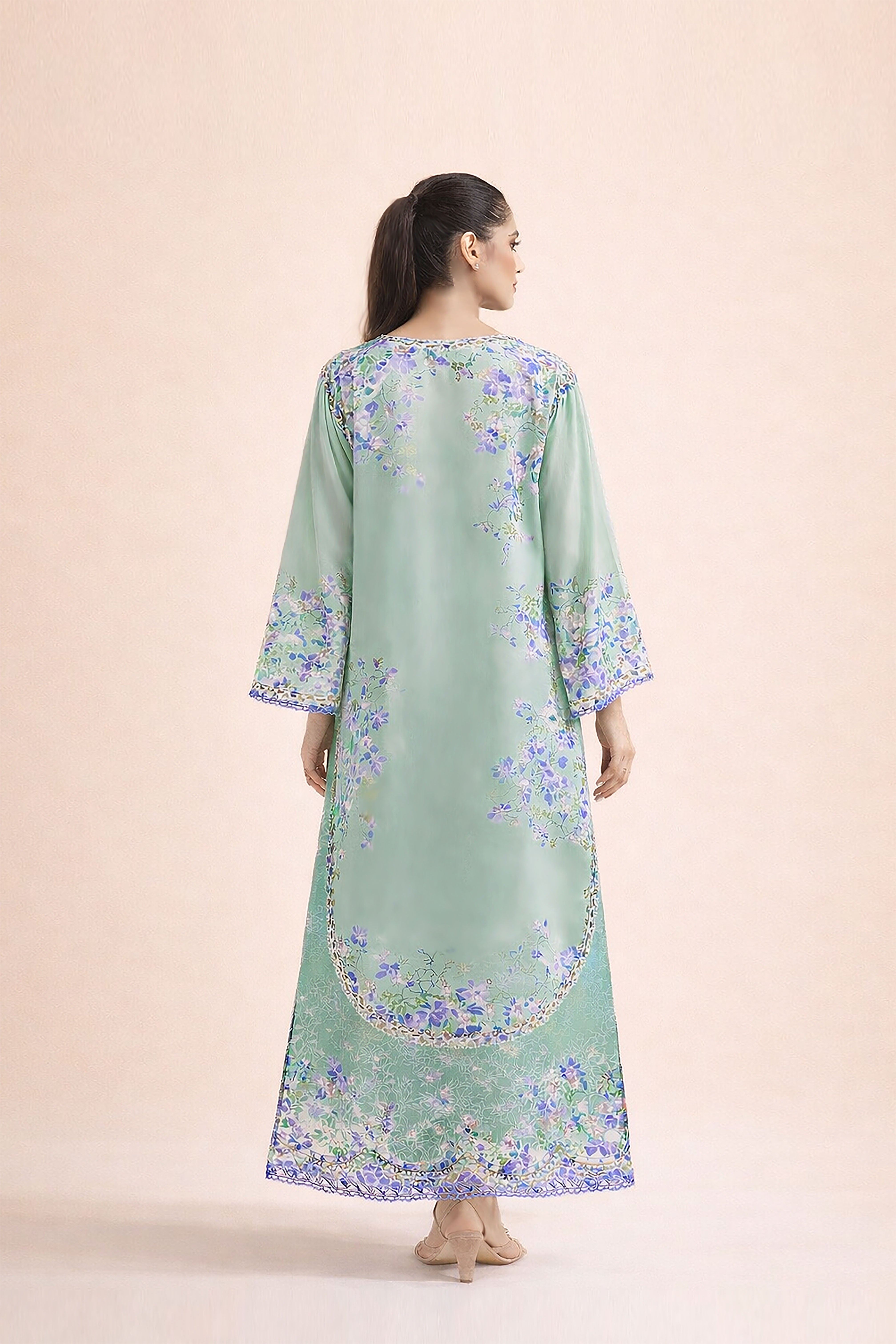 Serafina Printed Raw Silk Kaftan