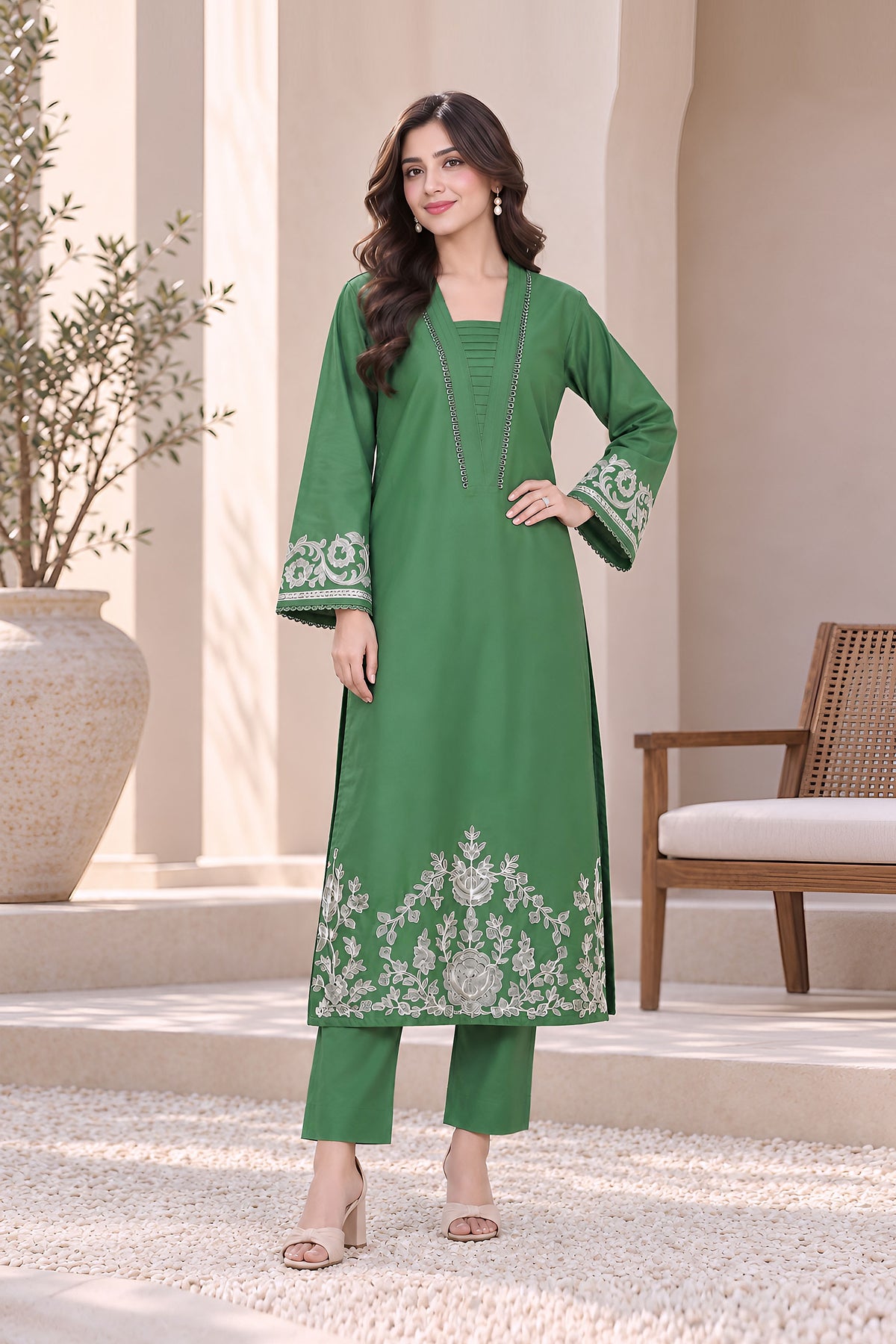 Spring Embroidered coord Lawn Dress