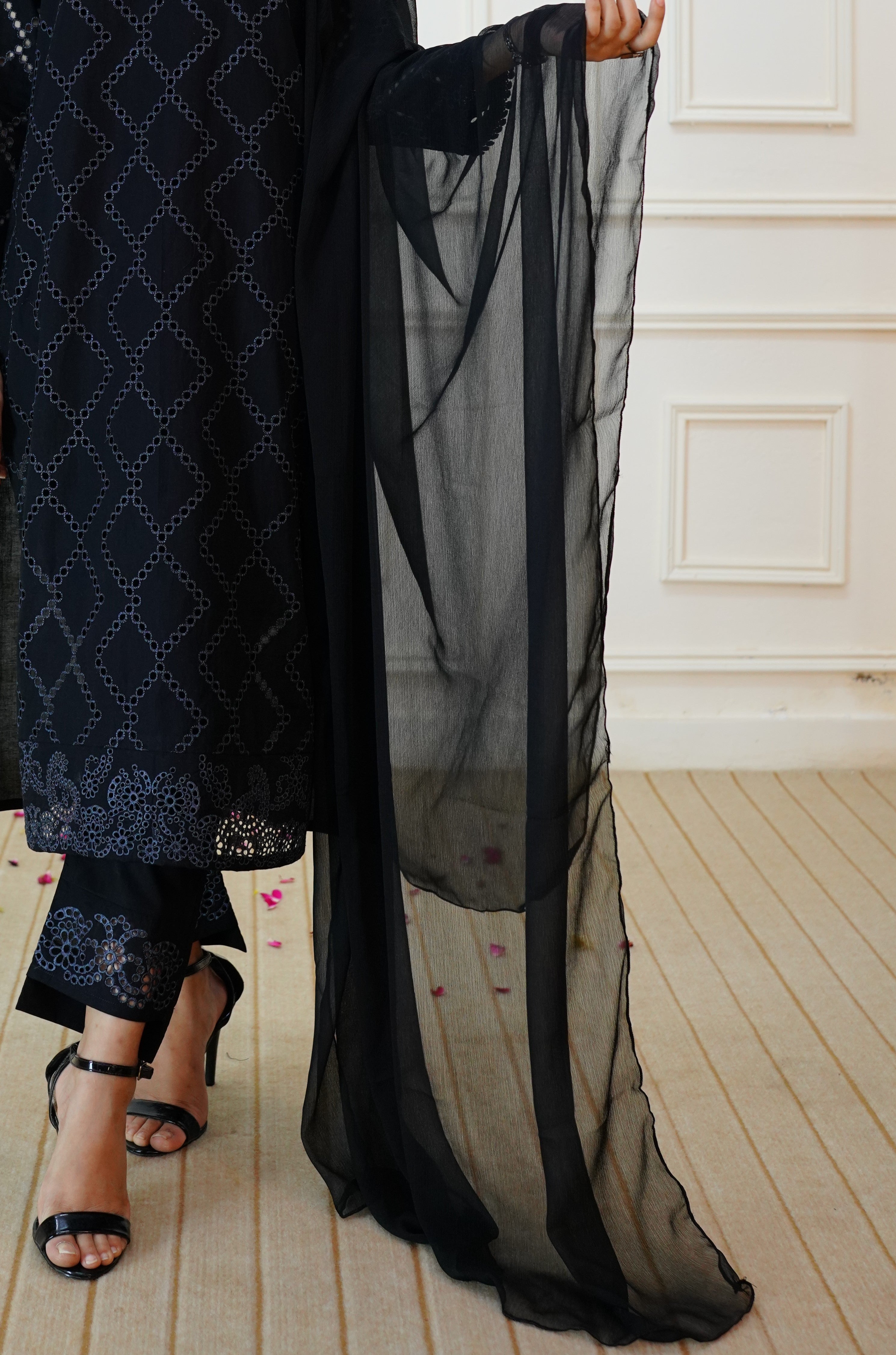 Luxeurs Embroidered Chiffon Stitched Formal Dress