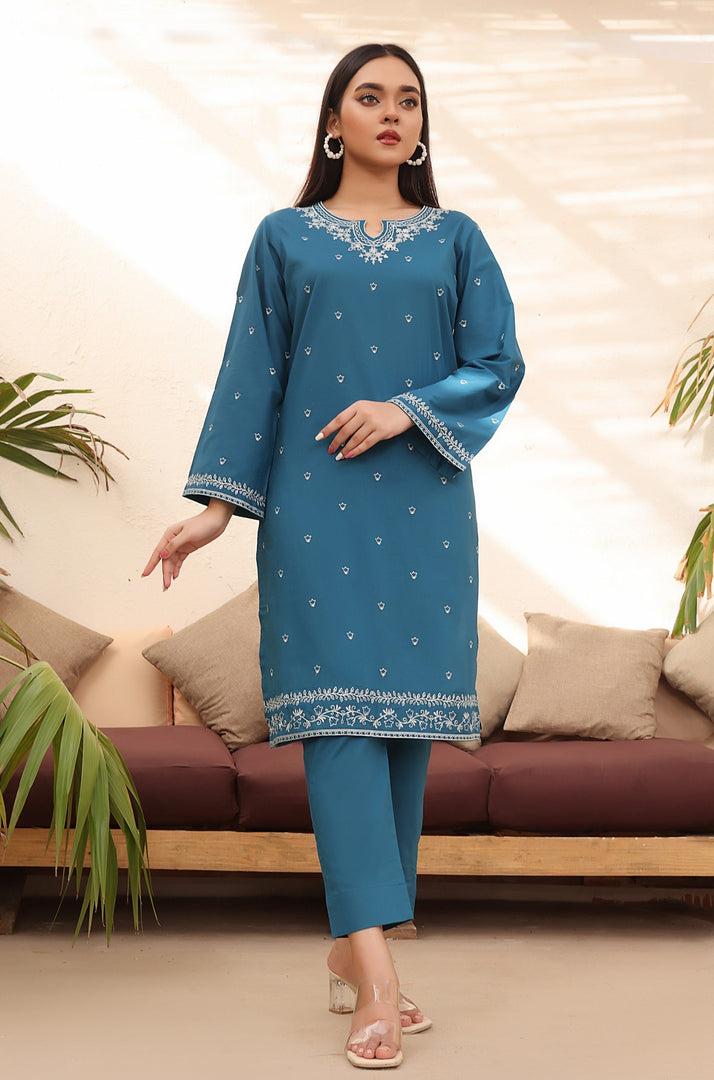 Pearl Frost Stitched 2pc Embroidered Suit