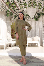 Load image into Gallery viewer, Olive Stitched 2 Piece Embroidered Lawn Cotton Suit
