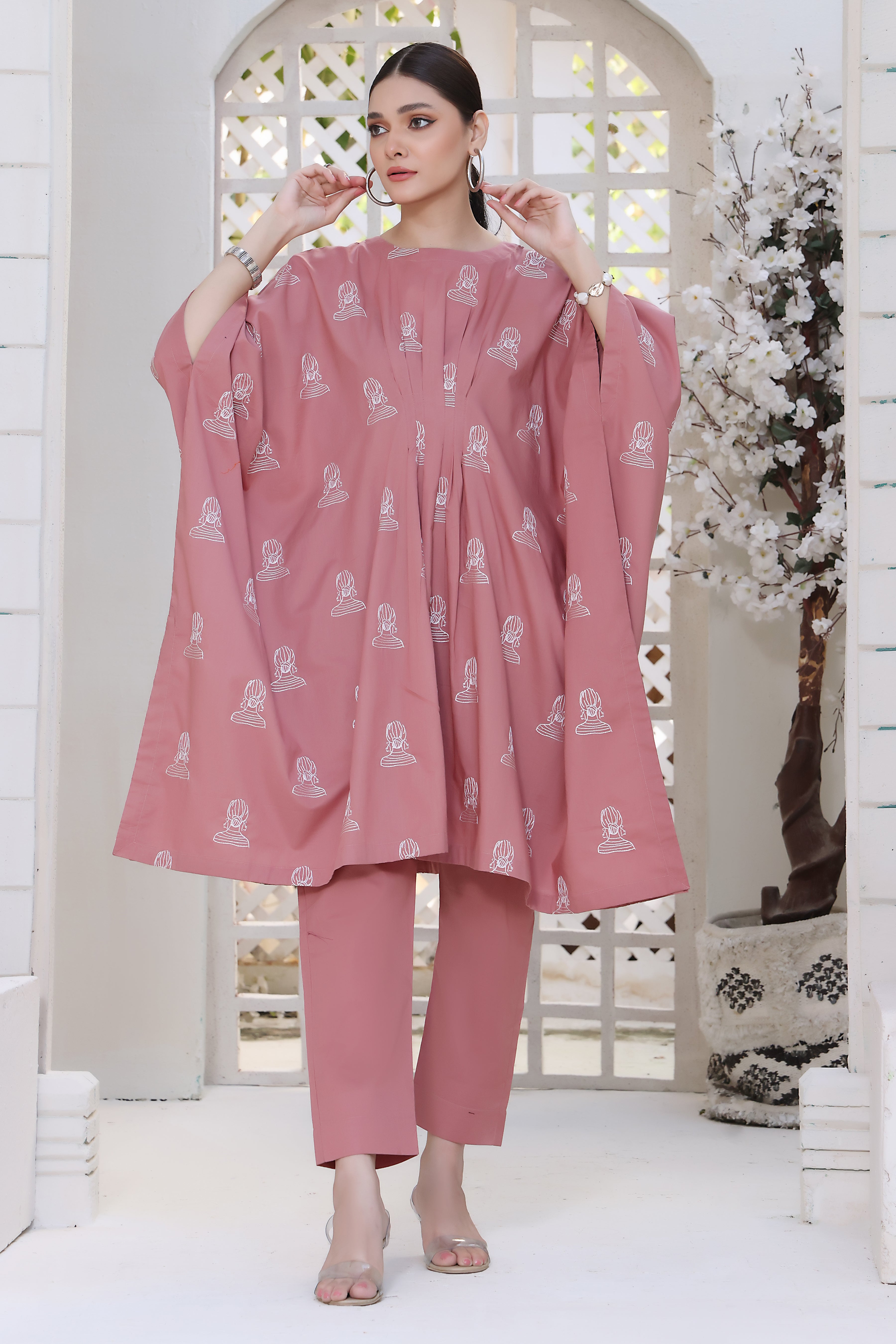 Lady Kaftaan Stitched 2 Piece Embroidered Lawn Cotton Suit