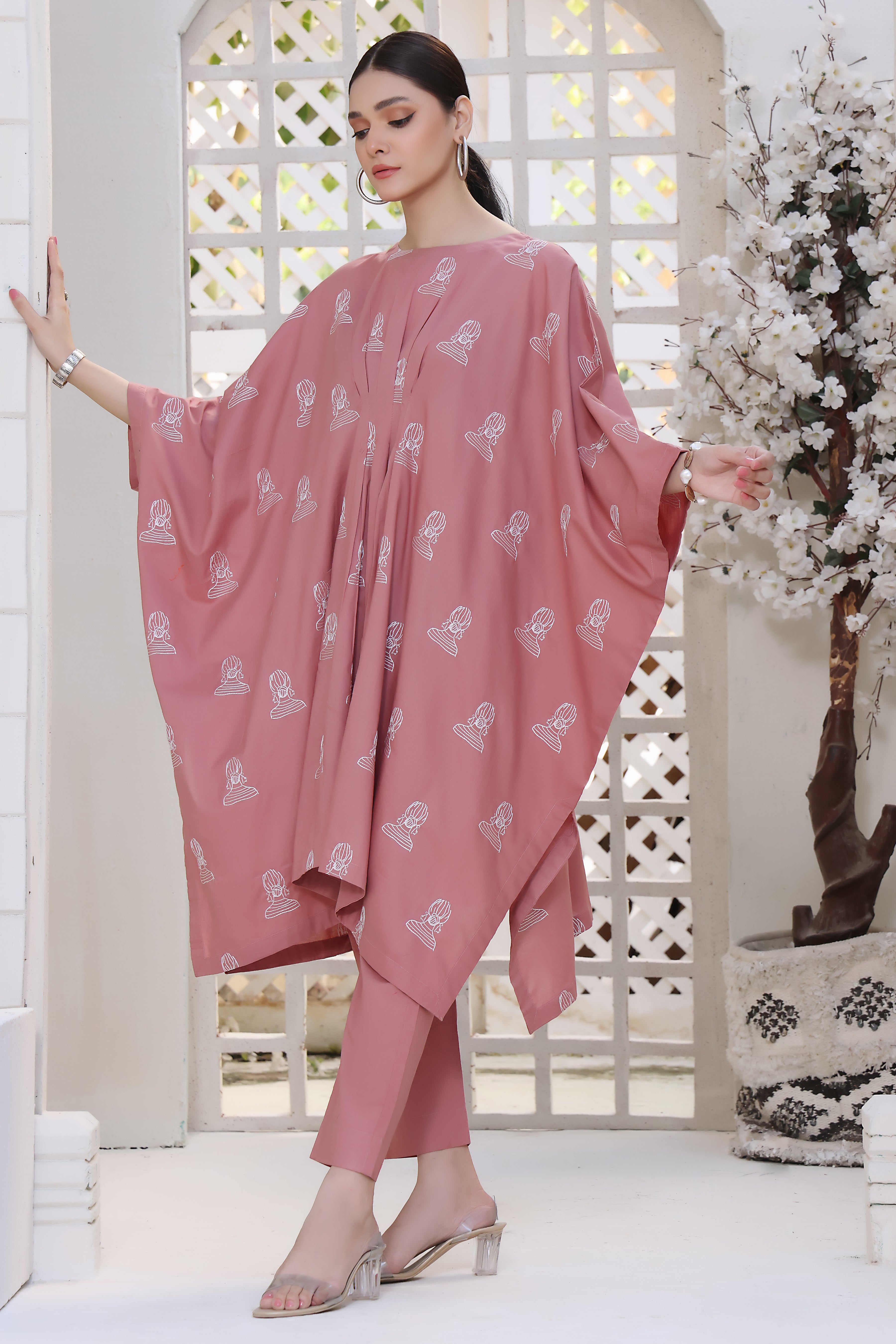 Lady Kaftaan Stitched 2 Piece Embroidered Lawn Cotton Suit