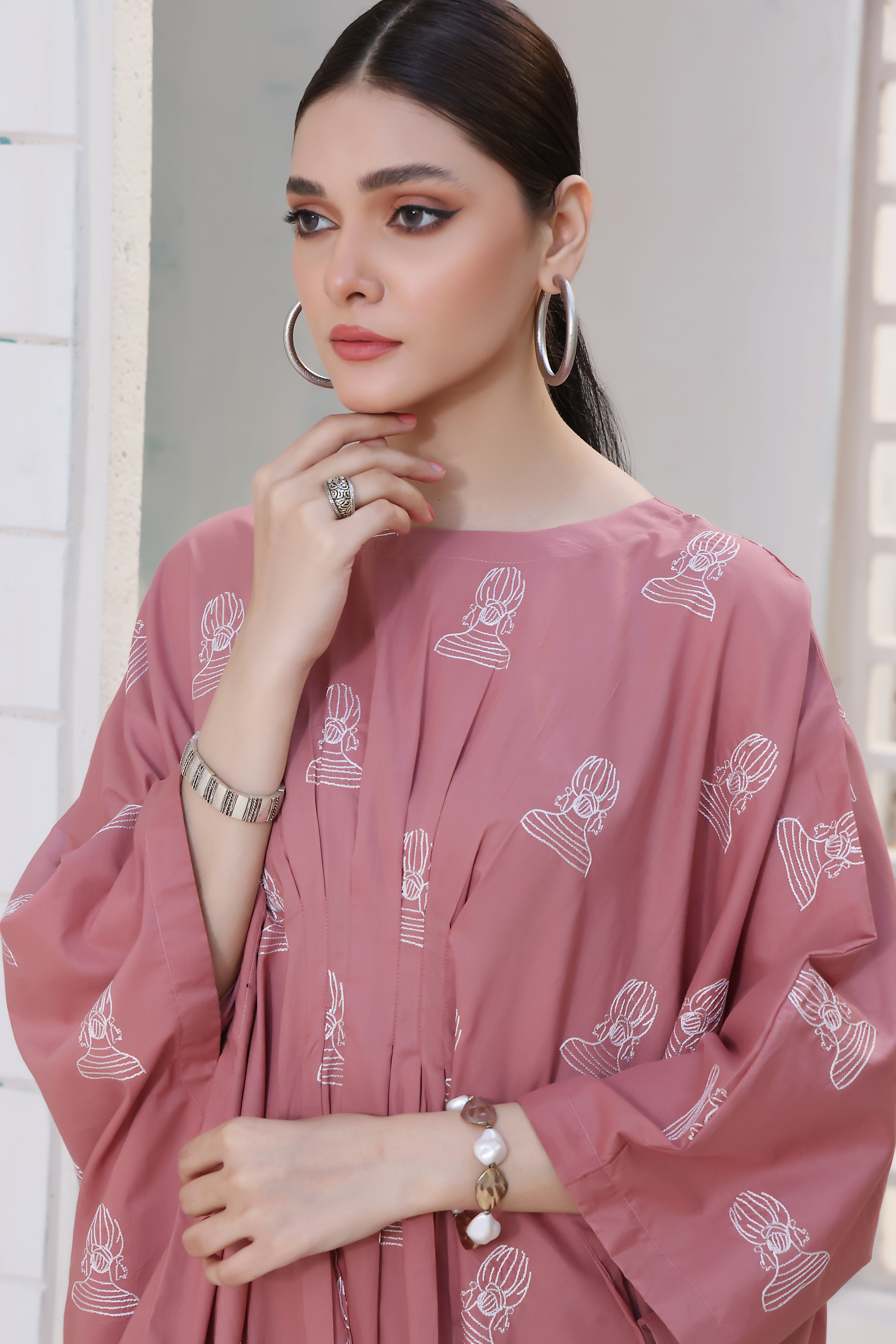 Lady Kaftaan Stitched 2 Piece Embroidered Lawn Cotton Suit