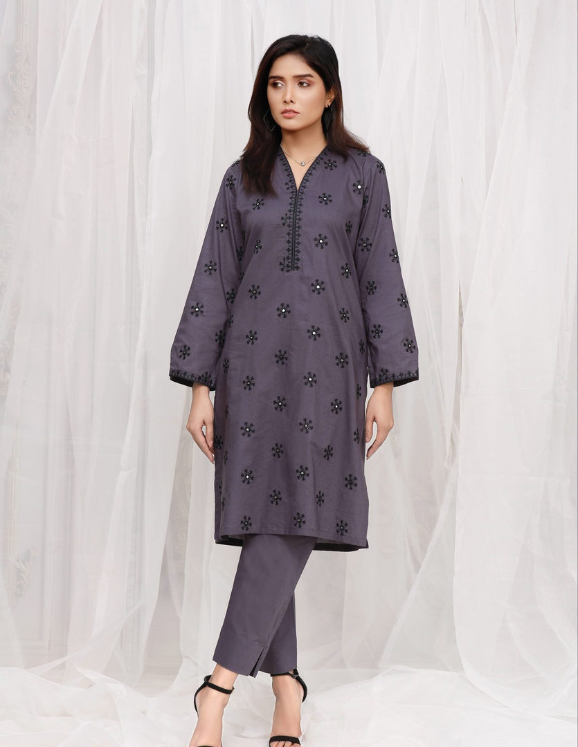 Thunderstorm Stitched 2 Piece Embroidered Cotton Suit