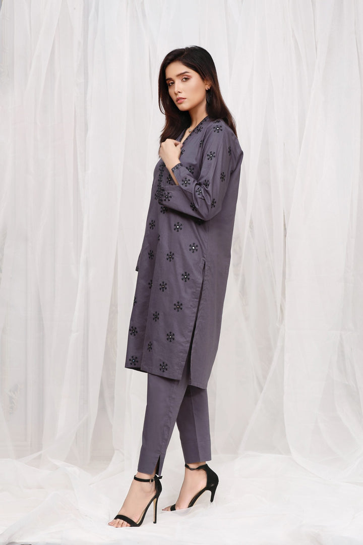 Thunderstorm Stitched 2 Piece Embroidered Cotton Suit