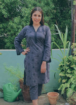 Load image into Gallery viewer, Thunderstorm Stitched 2 Piece Embroidered Cotton Suit
