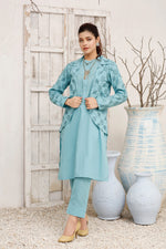 Load image into Gallery viewer, Icy Stitched 3 Piece Cotton Suit with  Embroidered Coat