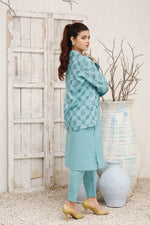 Load image into Gallery viewer, Icy Stitched 3 Piece Cotton Suit with  Embroidered Coat