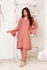 Load image into Gallery viewer, Rose Wood Stitched 2 Piece Embroidered Cotton Suit
