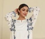 Load image into Gallery viewer, White Stitched 2 Piece Embroidered Cambric Cotton Suit
