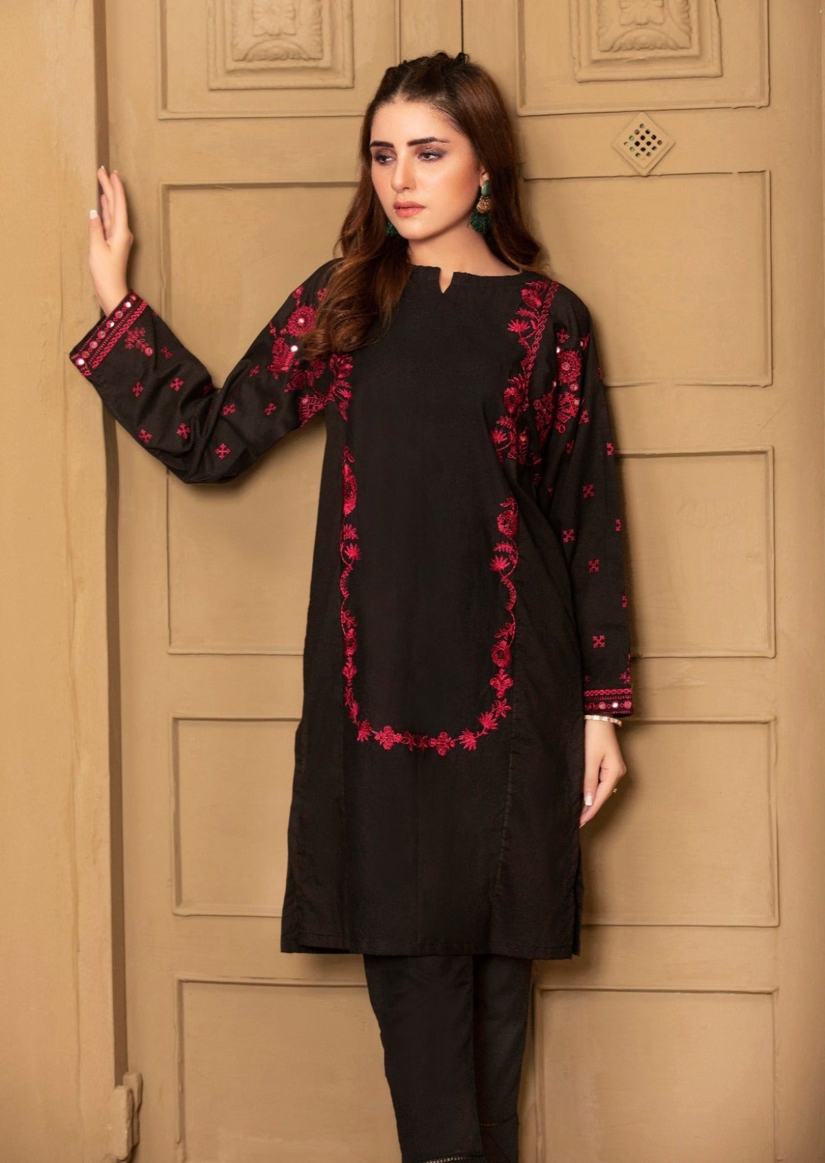 Buy Luxeurs Ready to Wear Black Suzani Stitched Embroidered Shirt Buy Luxeurs Ready to Wear Black Suzani Stitched Embroidered Shirt