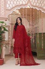 Load image into Gallery viewer, Luxeurs Embroidered Chiffon Stitched Formal Dress