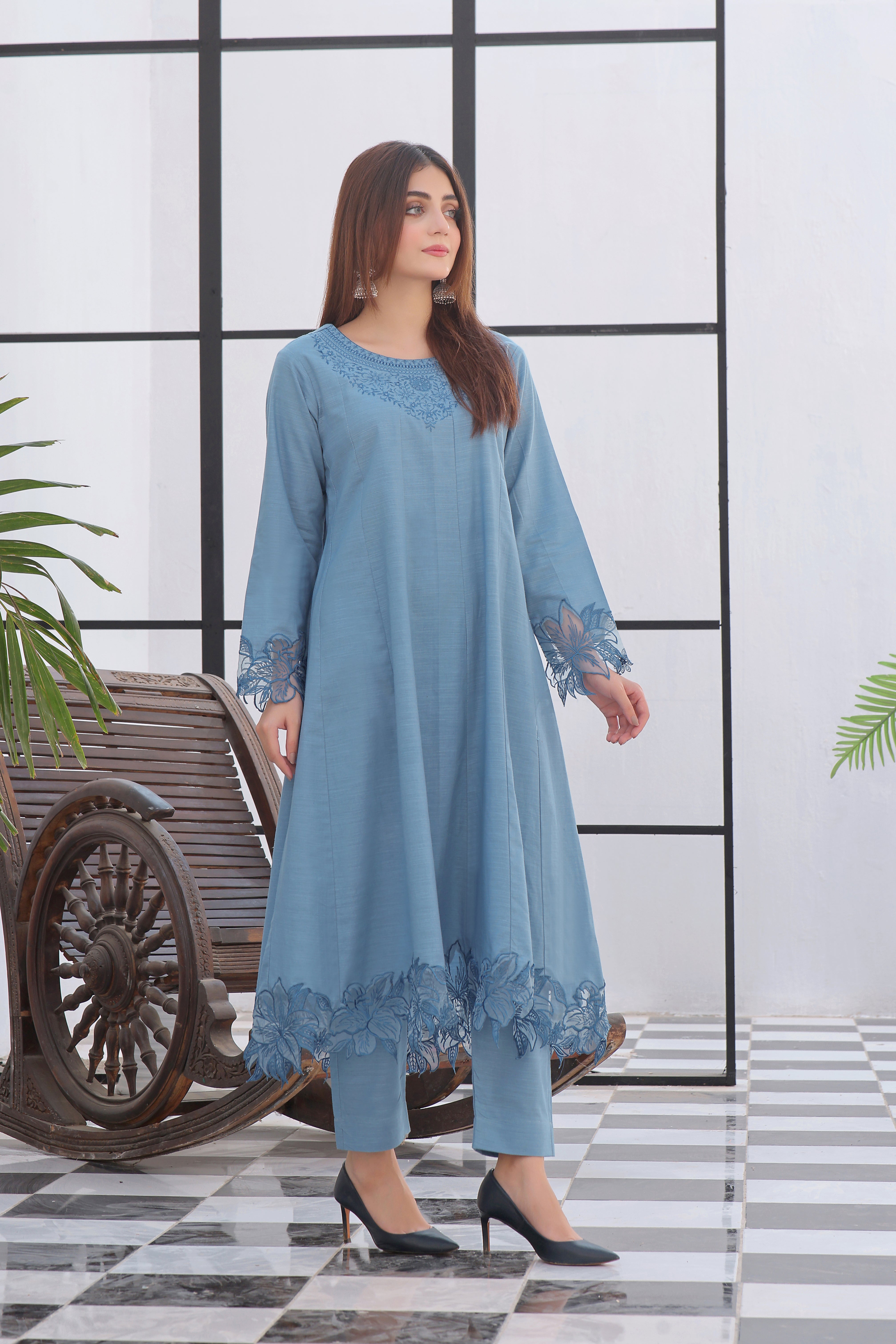 Luxeurs Khaddar Stitched Embroidered Dress