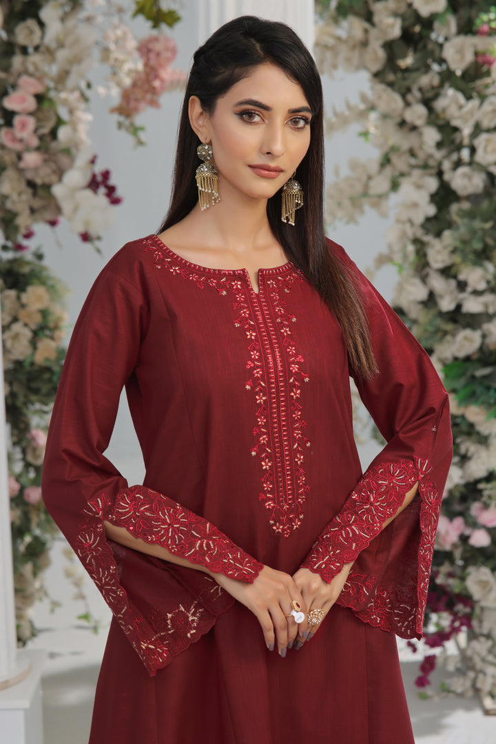 Luxeurs Khaddar Stitched Embroidered Dress