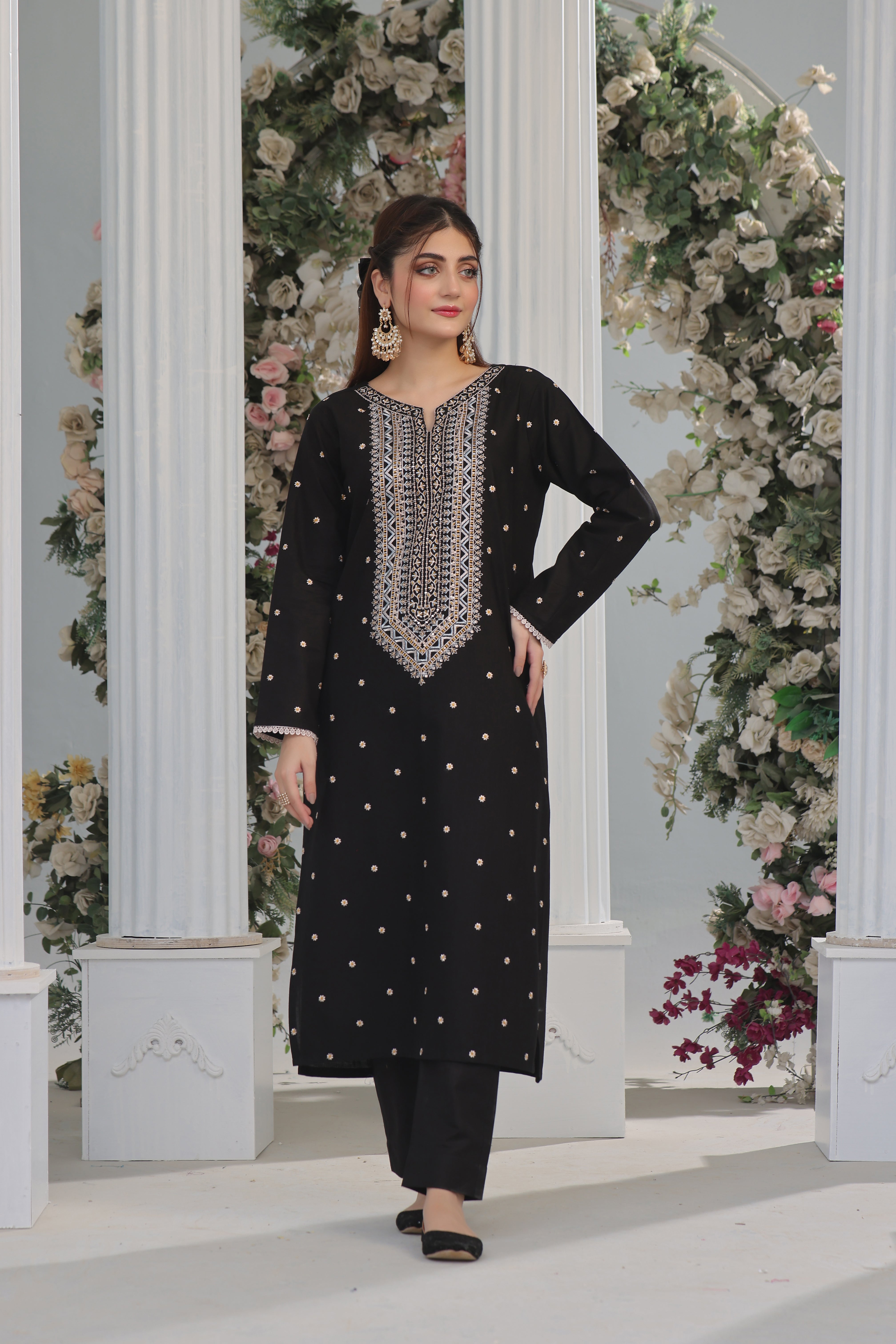 Luxeurs Khaddar Stitched Embroidered Dress