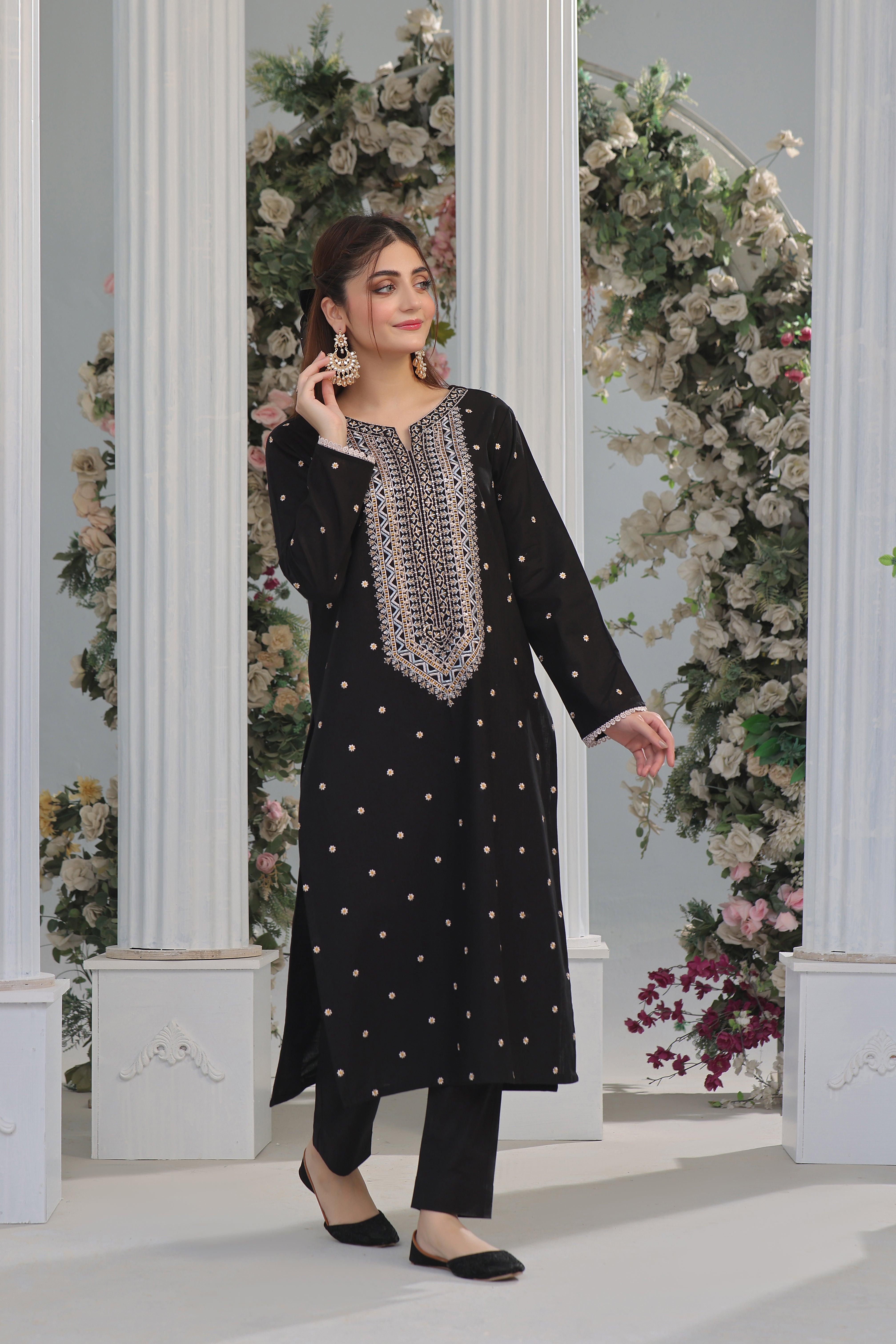 Luxeurs Khaddar Stitched Embroidered Dress