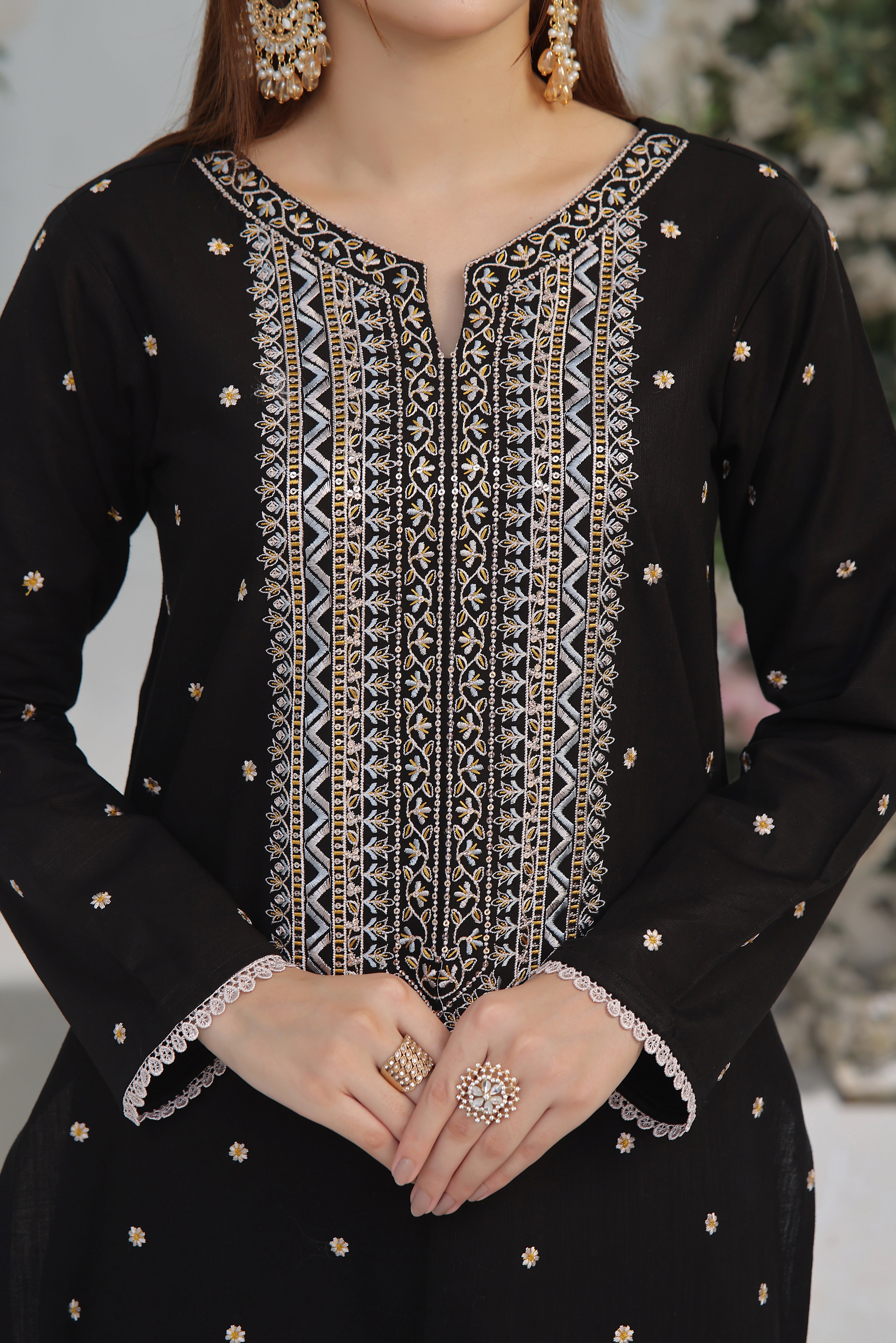 Luxeurs Khaddar Stitched Embroidered Dress