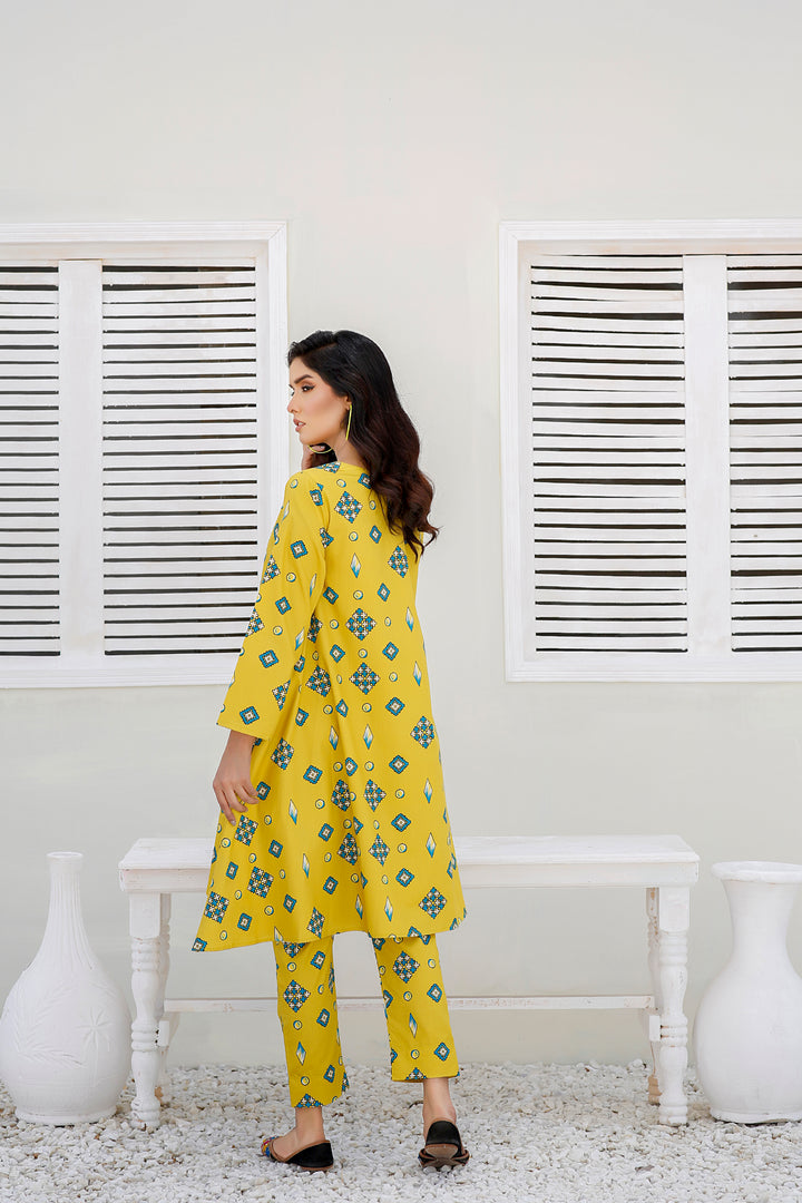 Geometric Printed 2pc Cambric Cotton Dress