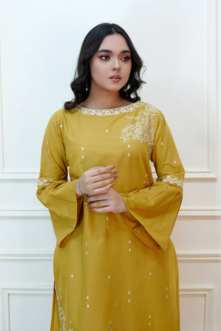 Amber Gold 2PC Embroidered Lawn Dress