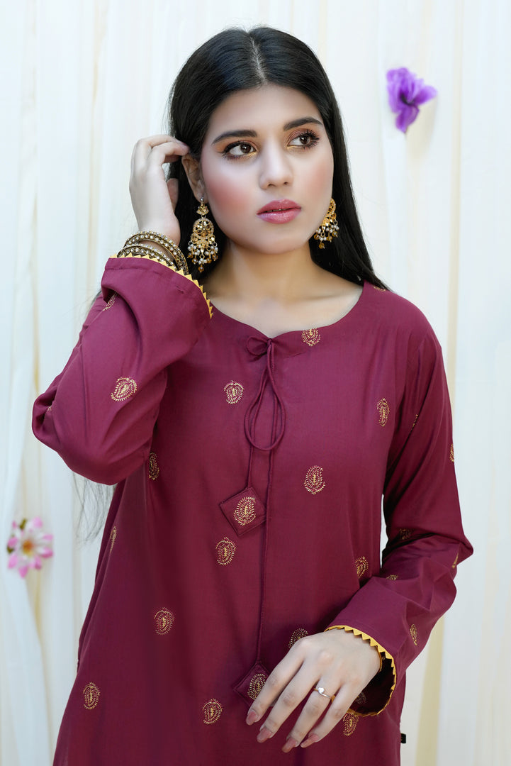 Terracotta 2PC Embroidered Lawn Dress