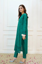 Load image into Gallery viewer, Green Schiffli Lawn 2PC Dress
