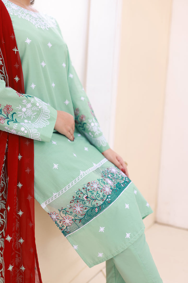 Luxeurs Embroidered Pretwear Designer Lawn Dress