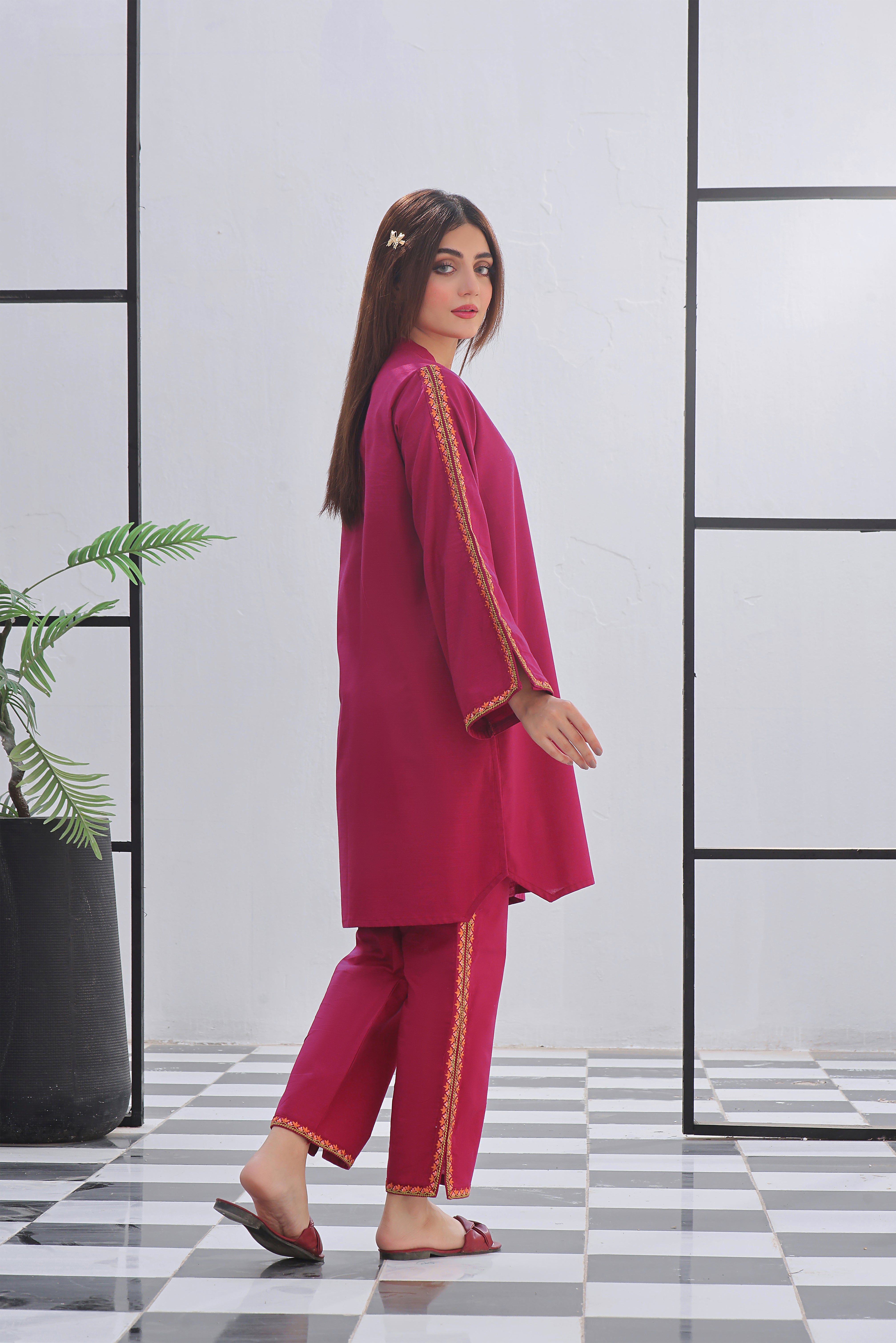 Luxeurs Khaddar Stitched Embroidered Dress