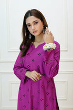 Load image into Gallery viewer, Red Violet Schiffli Lawn 2PC Dress
