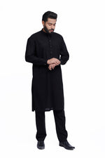 Load image into Gallery viewer, Men&#39;s Black Cotton Kurta Pajama