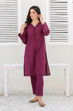 Load image into Gallery viewer, Mauve Wine 2pc Lawn Dress
