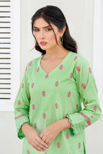 Load image into Gallery viewer, Pistachio Embroidered 2pc Cotton Lawn Dress
