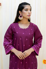 Load image into Gallery viewer, Red Plum 2PC Embroidered Lawn Dress
