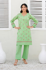Load image into Gallery viewer, Pistachio Embroidered 2pc Cotton Lawn Dress
