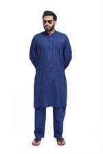 Load image into Gallery viewer, Men&#39;s Blue Stitched Cotton Shalwar Kameez

