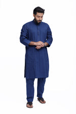 Load image into Gallery viewer, Men&#39;s Blue Stitched Cotton Shalwar Kameez
