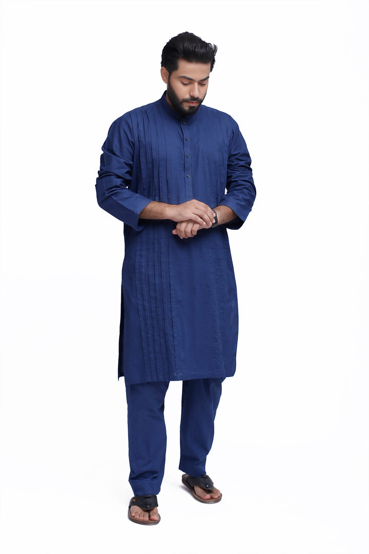Men's Blue Stitched Cotton Shalwar Kameez