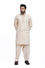 Load image into Gallery viewer, Men&#39;s Beige Stitched Cotton Shalwar Kameez
