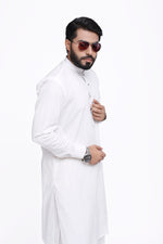 Load image into Gallery viewer, Men&#39;s White Stitched Cotton Shalwar Kameez