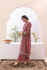 Pink Chiffon Formal Stitched Dress