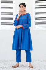 Load image into Gallery viewer, Mykonos Blue Khaddar 2pc Dress
