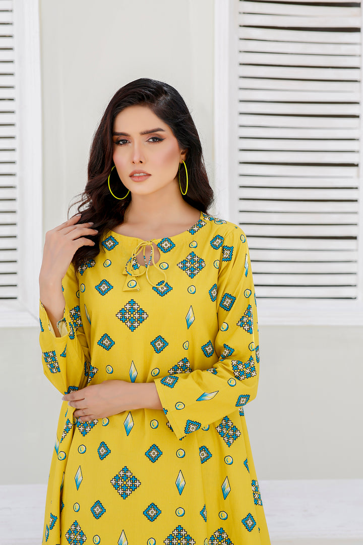 Geometric Printed 2pc Cambric Cotton Dress