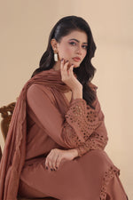 Load image into Gallery viewer, Cinnamon Embroidered 3PC Lawn Dress
