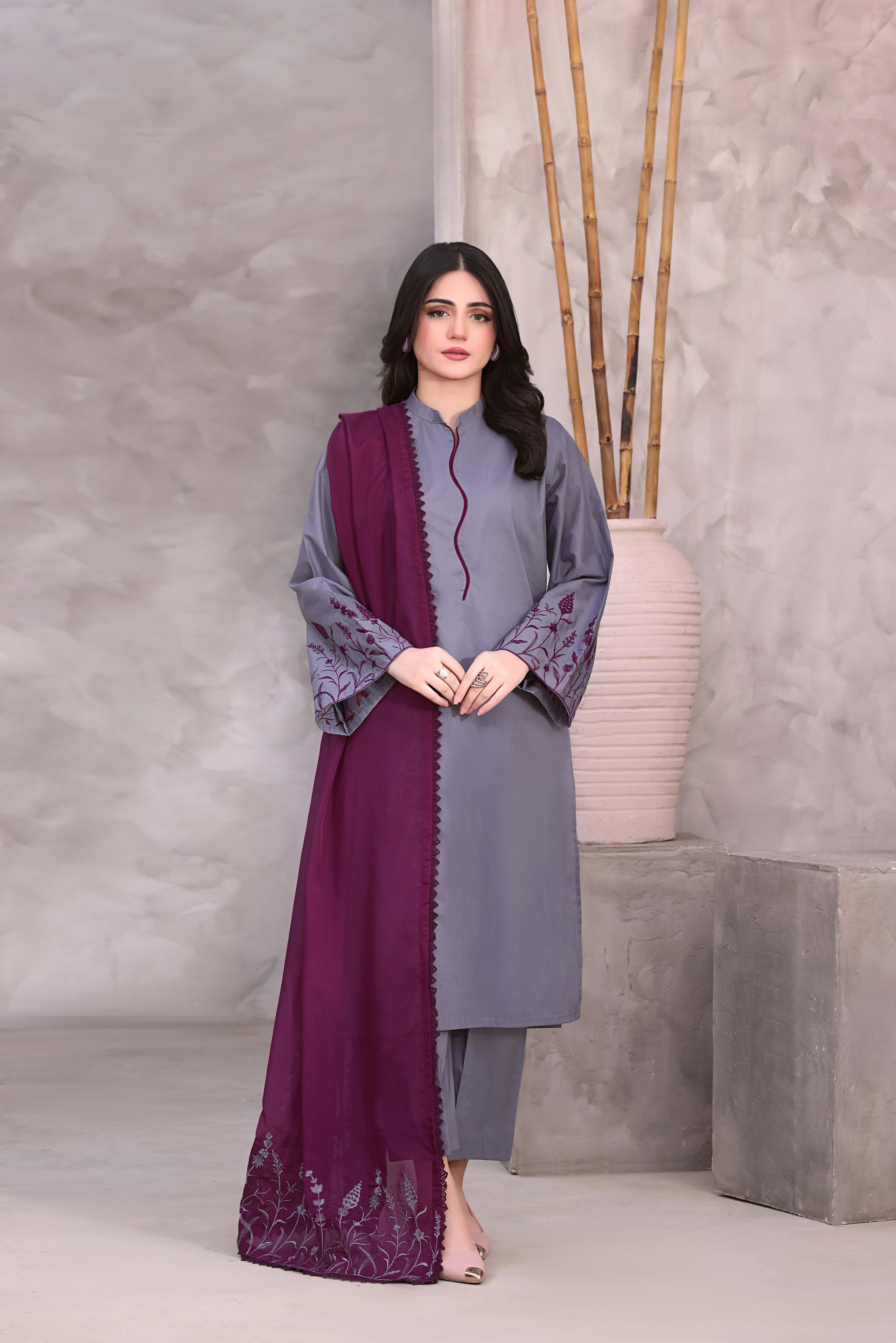 Ella Embroidered 3PC Lawn Dress