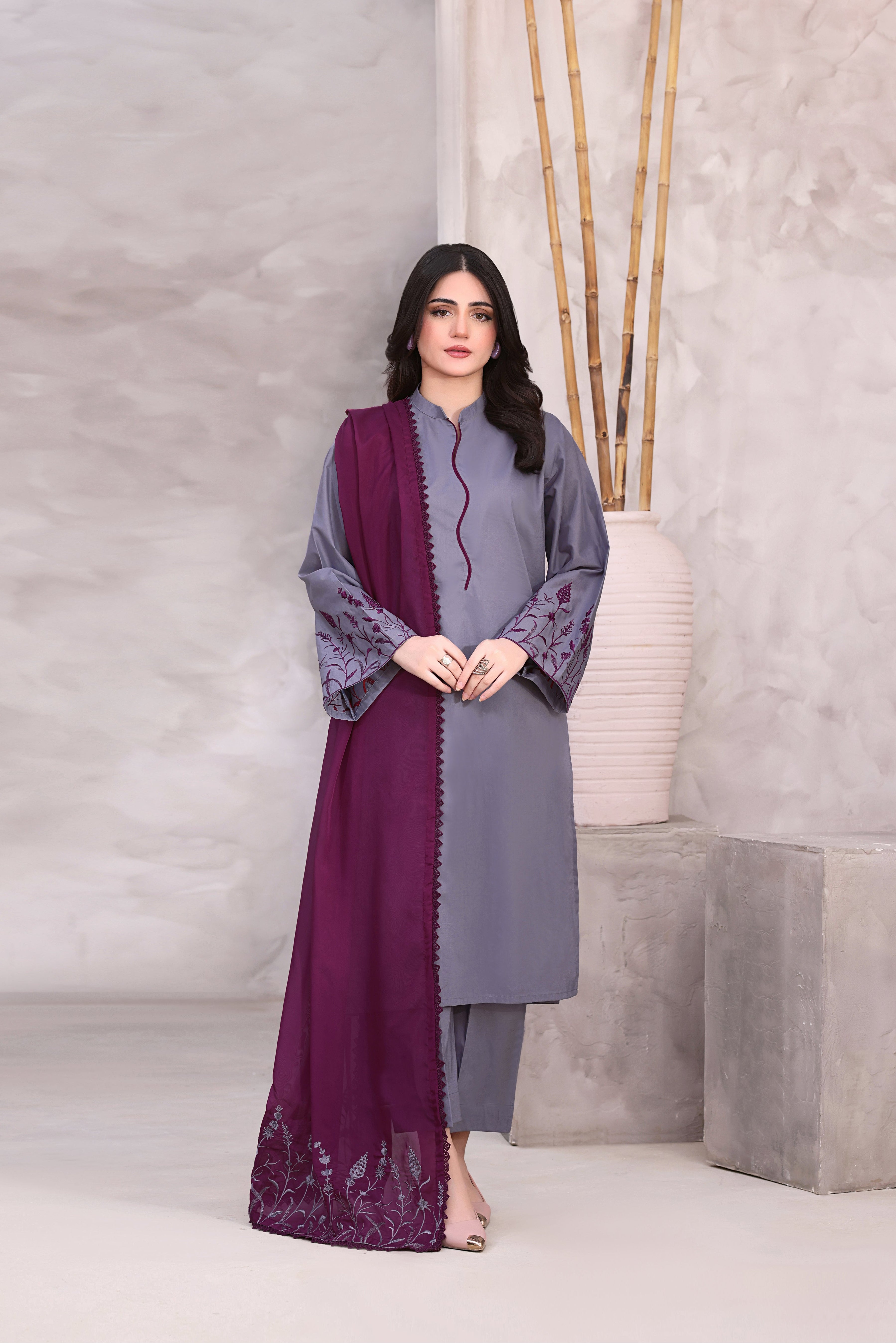 Ella Embroidered 3PC Lawn Dress