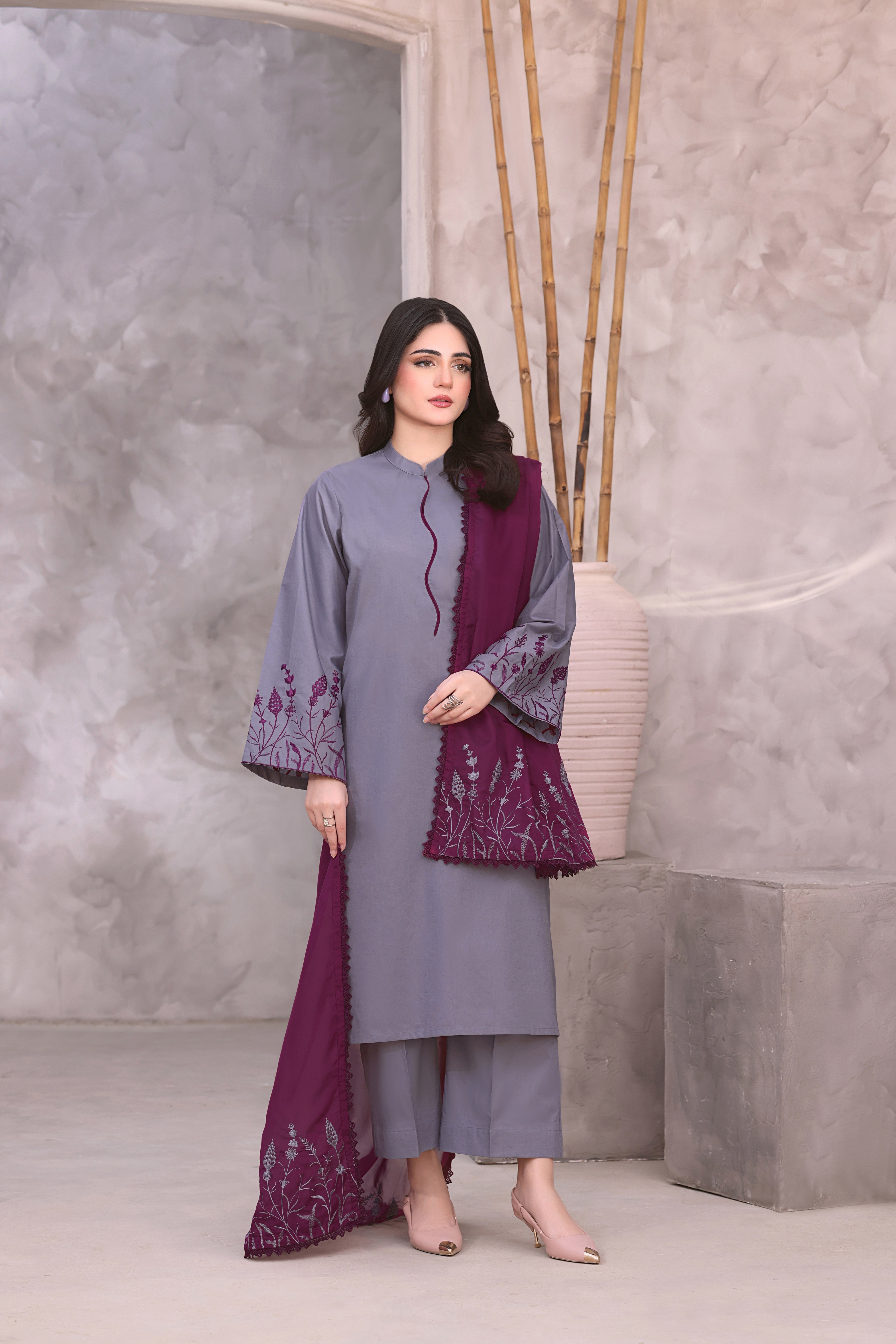 Ella Embroidered 3PC Lawn Dress