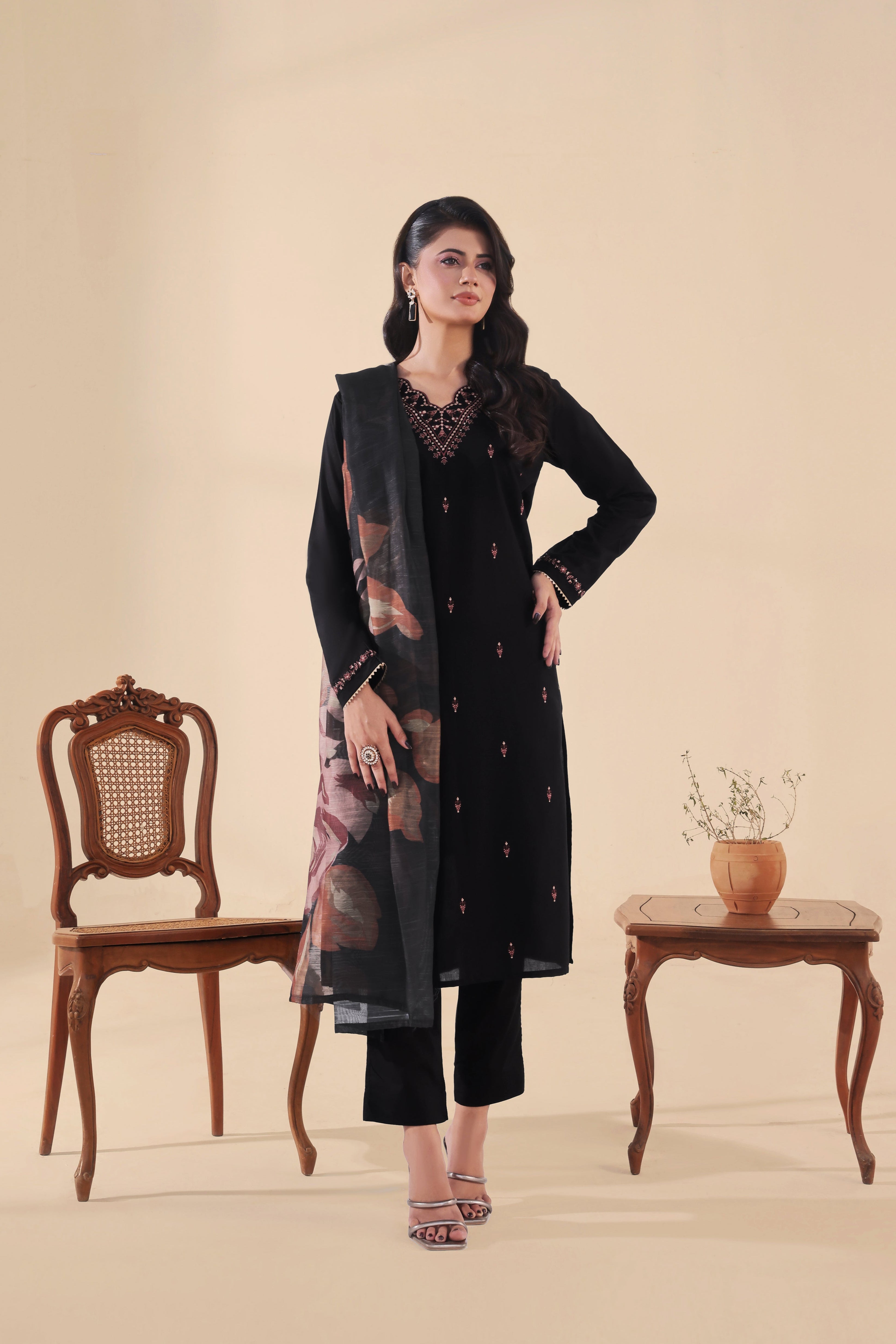 Eva Embroidered 3PC Lawn Dress