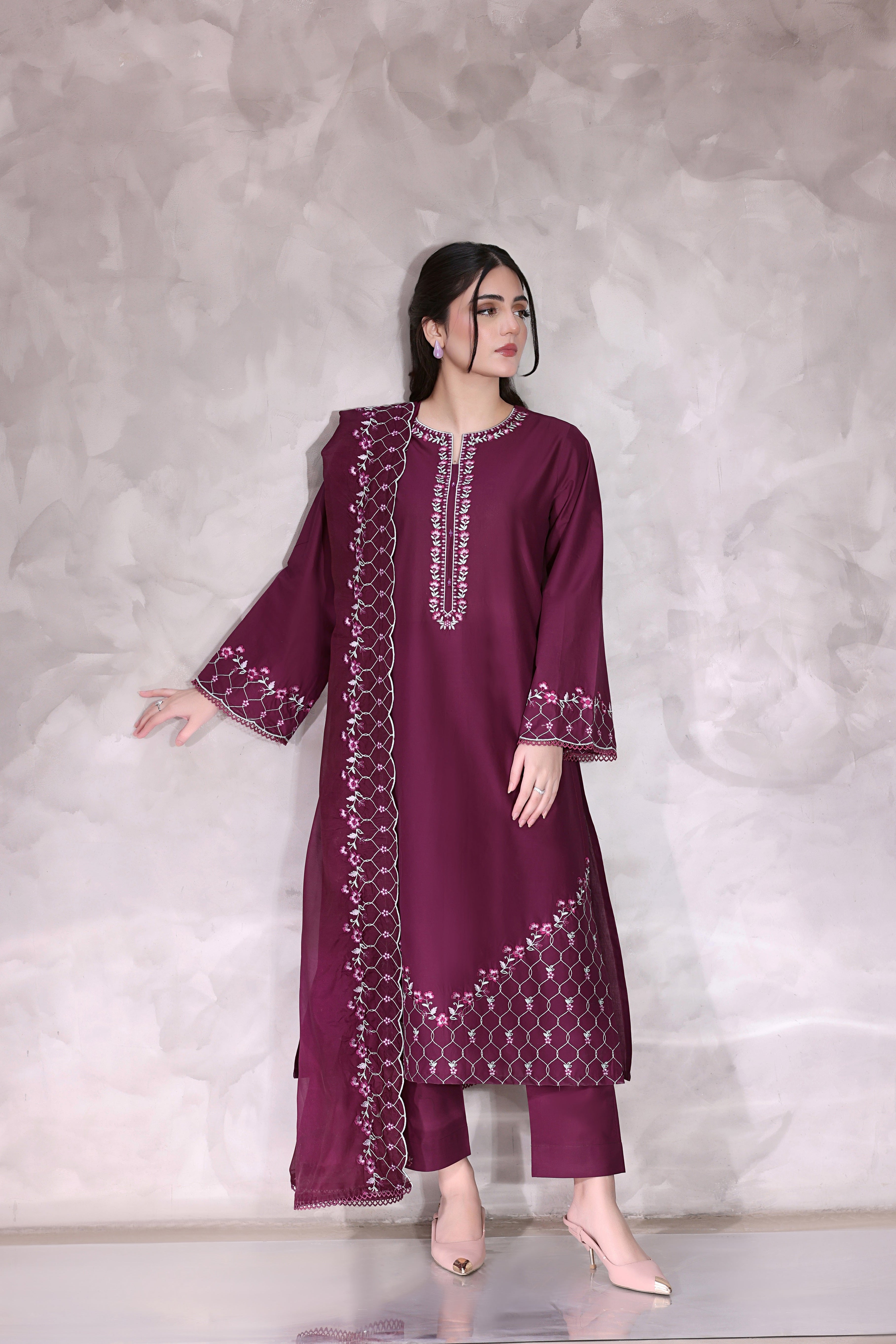 Fiona Embroidered 3PC Lawn Dress