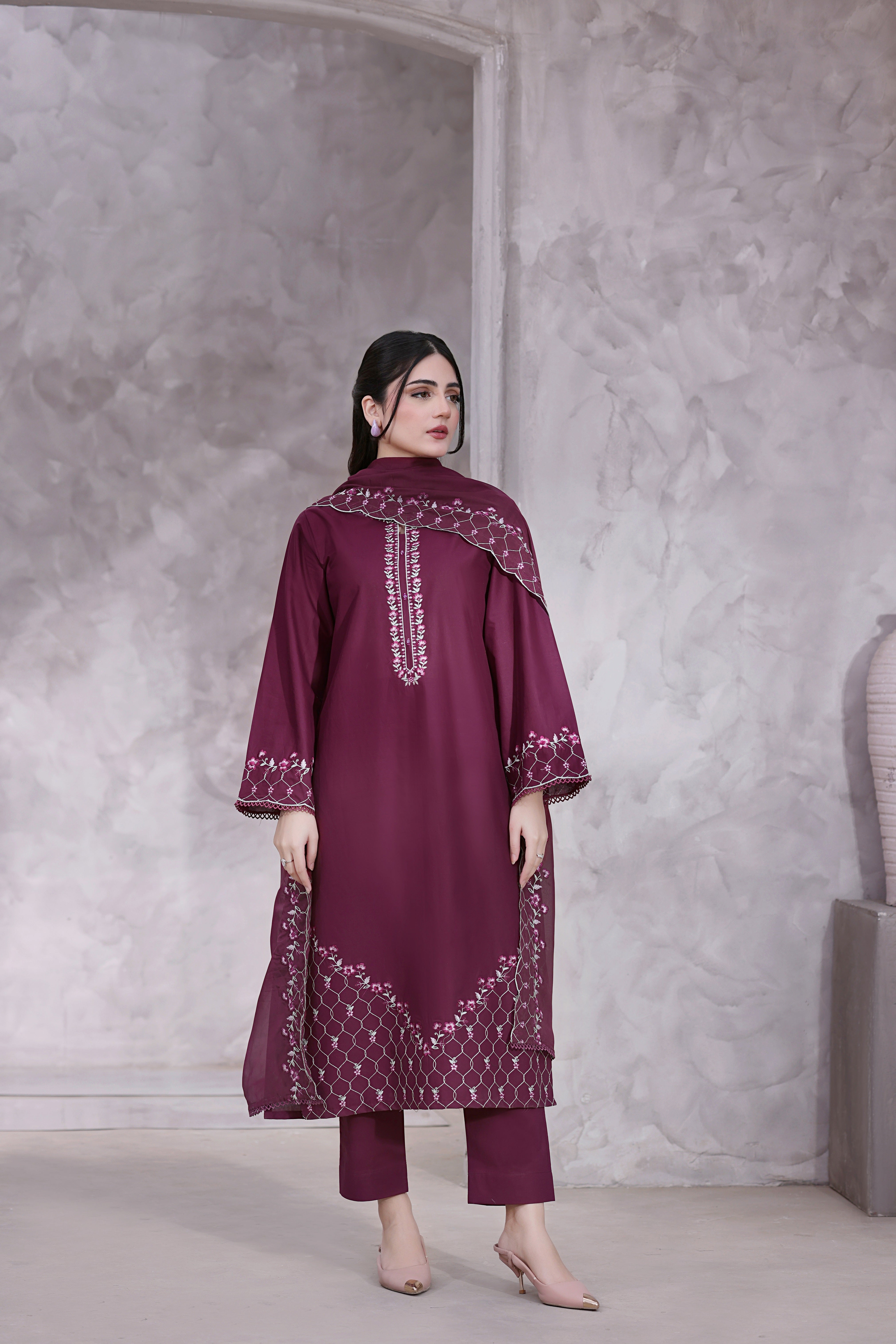 Fiona Embroidered 3PC Lawn Dress